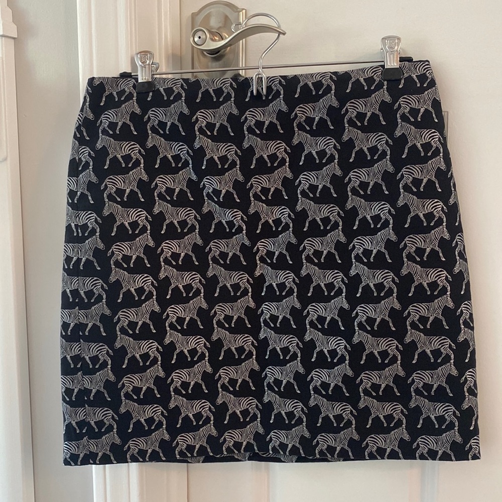 J Crew zebra print lined skirt, size 2